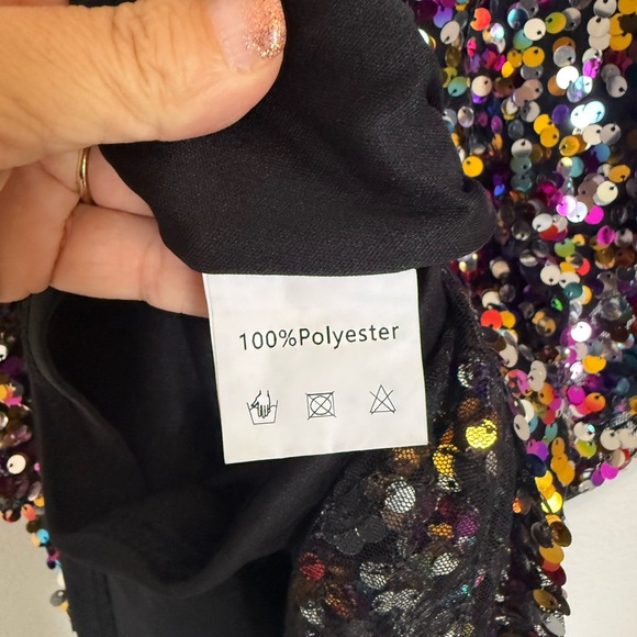 Sequin Multicolor Dress Boat Neck Party Dress New Year’s Eve Dress Holiday Large - Picture 7 of 9